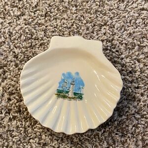 Seashell Dish with Lighthouse Design